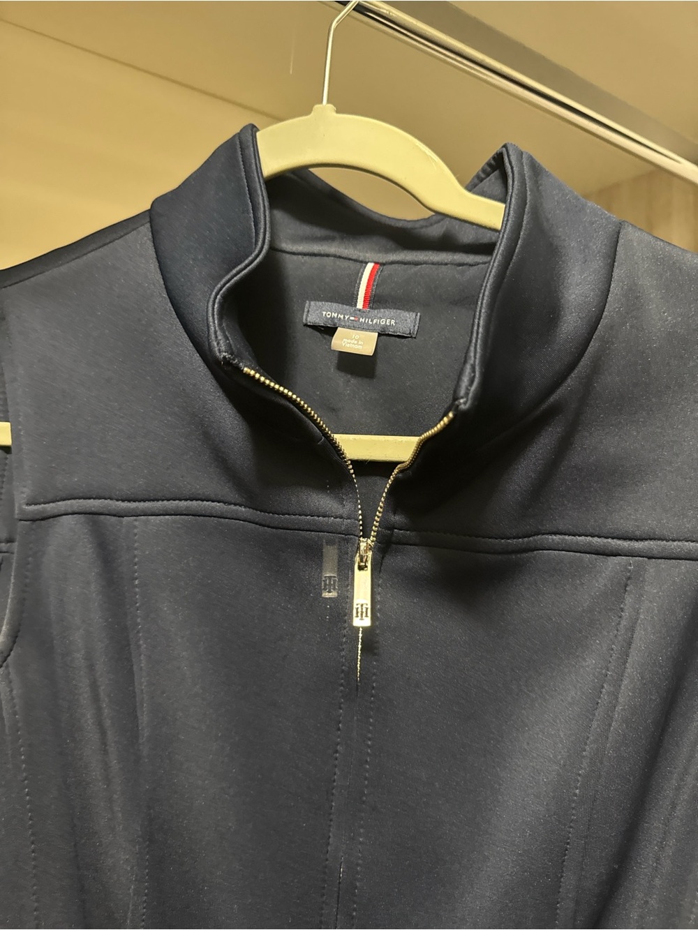 Tommy Hilfiger dress Navy Full-Zip Stand Collar mid dress casual